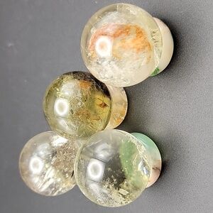 Lot Of 4 Citrine Lemon Quartz Prasiolite Spheres 220g Natural Gemstone Crystal